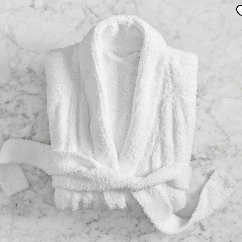 Pottery Barn Plush White Shawl Collar Bath Robe